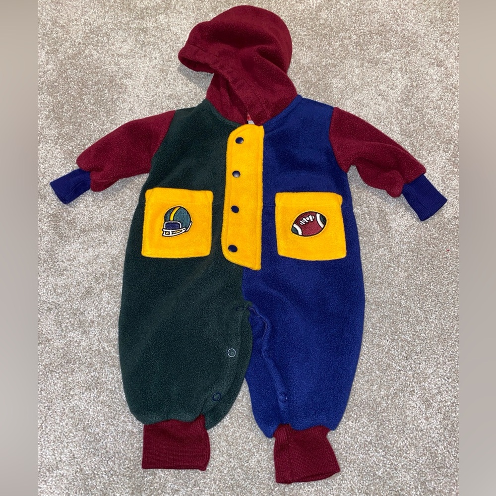 Vintage 1998 Gymsport Gymboree Color Block Fleece Bodysuit Newborn 3-6 Months